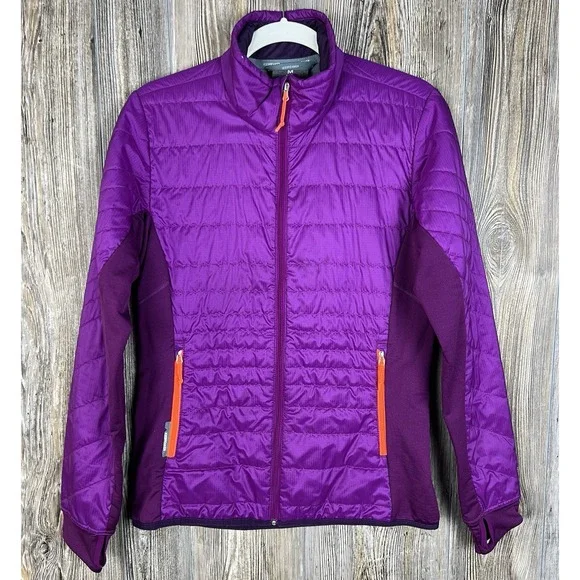 Icebreaker Puffer Jacket Womens M Purple Merino Wool Helix MerinoLoft Insulated - Picture 1 of 16